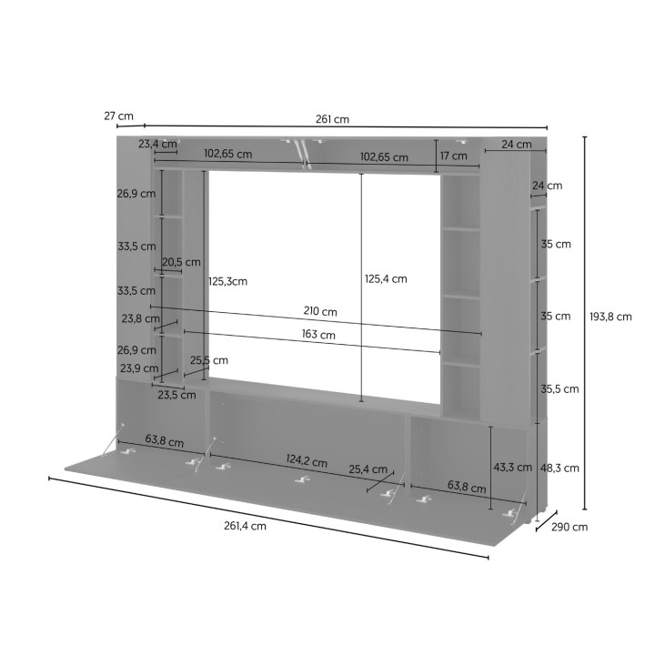 AURA Modern Media Wall – Stylish Graphite - J&B Furniture