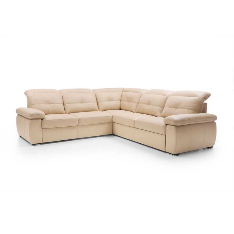 Corner Sofa with Recliner in Leather