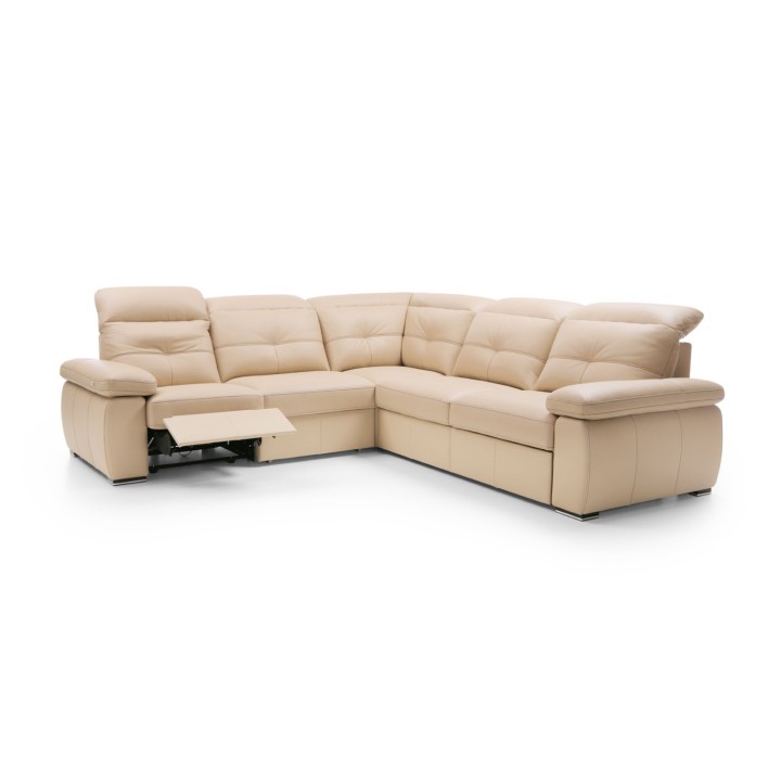 Corner Sofa with Recliner in Leather