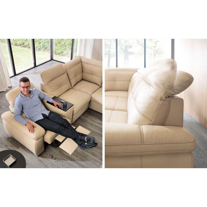 Corner Sofa with Recliner in Leather