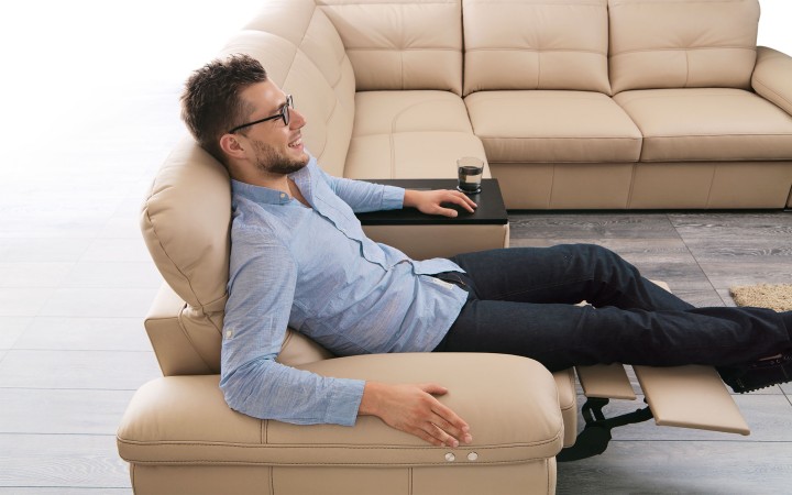 Legend Corner Sofa Bed with Recliner and Laptop Table