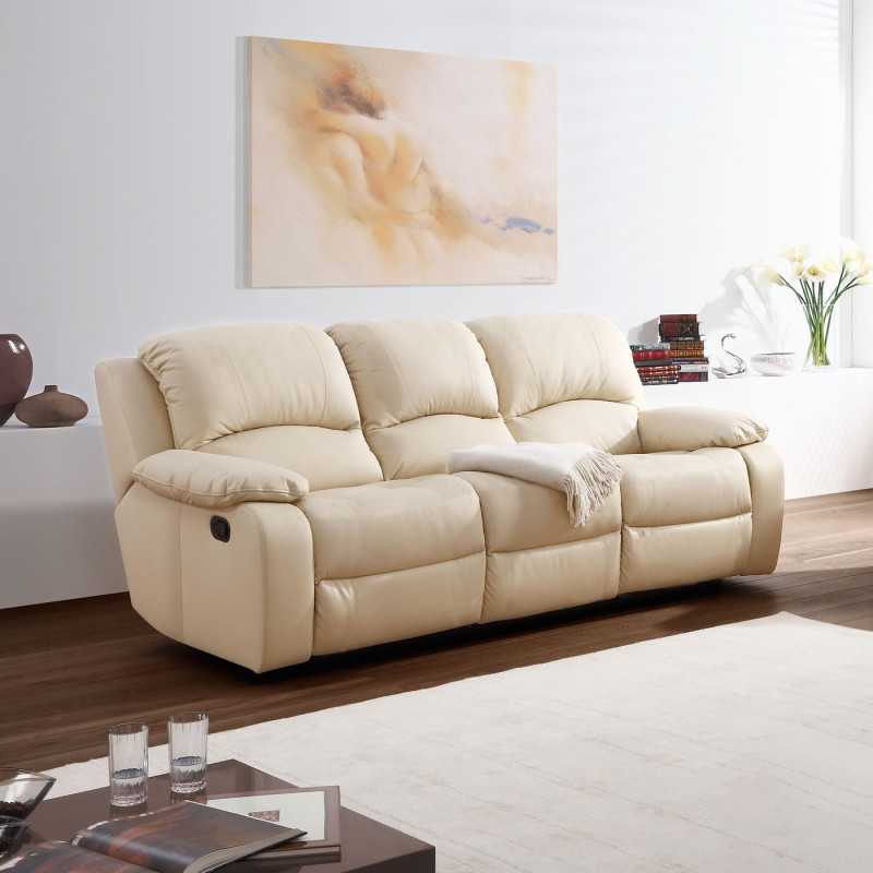 Opera 3 Seater Sofa with Recliners in Real Leather