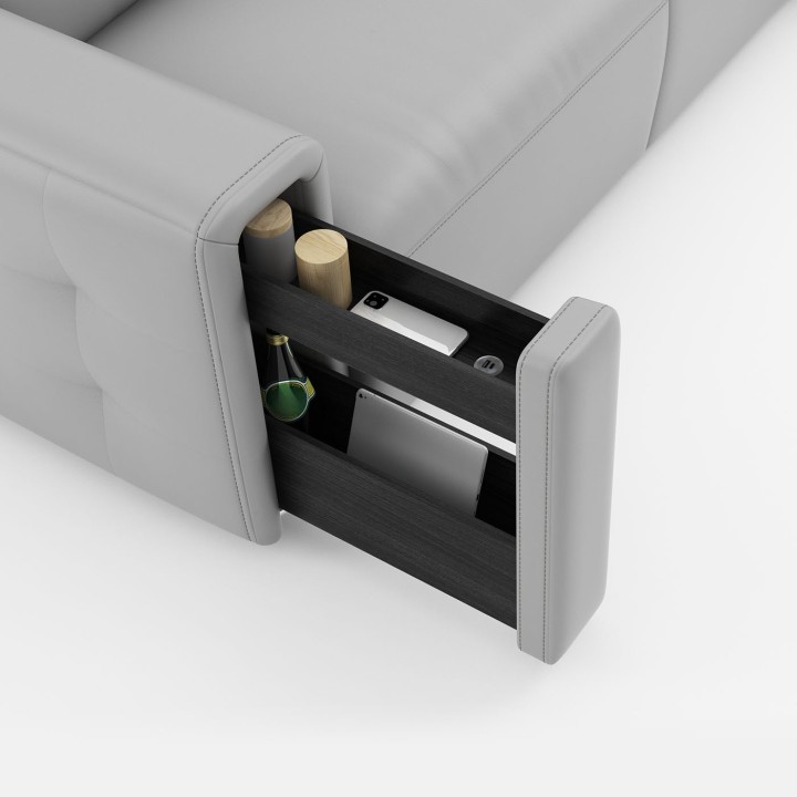 corner sofa with armrest storage