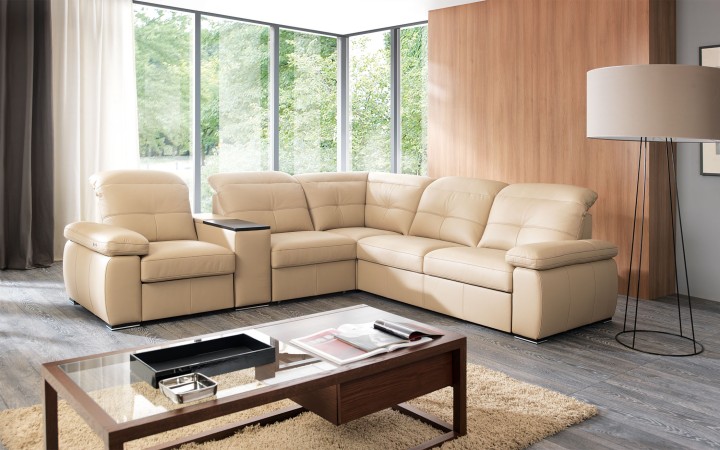 Legend Corner Sofa Bed with Recliner and Laptop Table