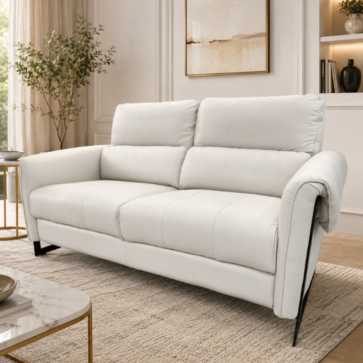 Esprit 2 Seater Sofa Hermes Leather in Beige | J&B Furniture