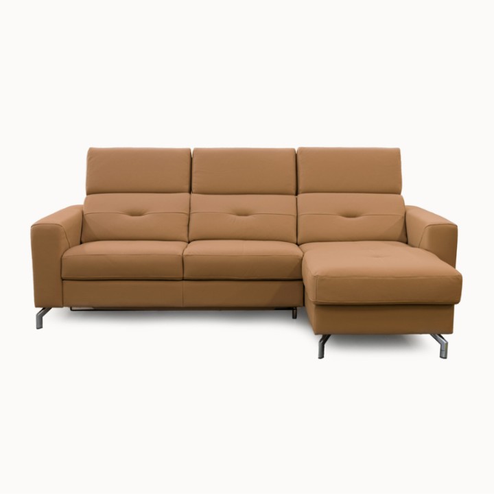 Alison L shaped Sofa Bed with Storage Pumpkin Leather