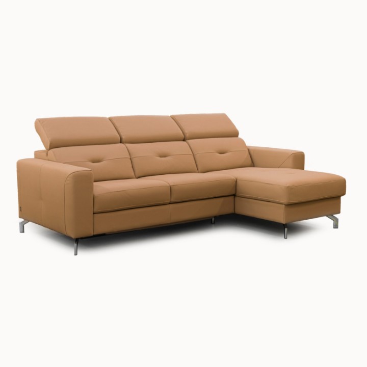 Alison L shaped Sofa Bed with Storage Pumpkin Leather
