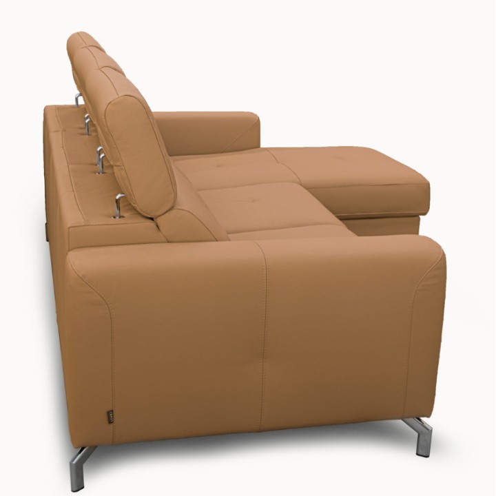 Alison L shaped Sofa Bed with Storage Pumpkin Leather