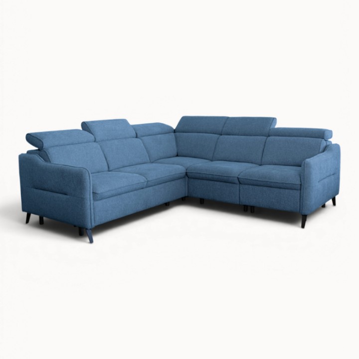Ali Blue Corner Sofa Bed & Recliner - J&B Furniture
