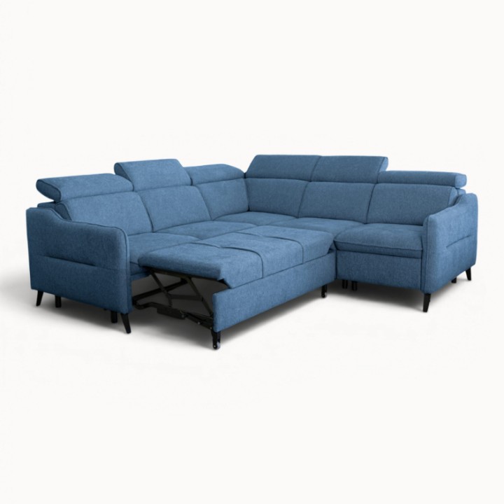 Ali Blue Corner Sofa Bed & Recliner - J&B Furniture