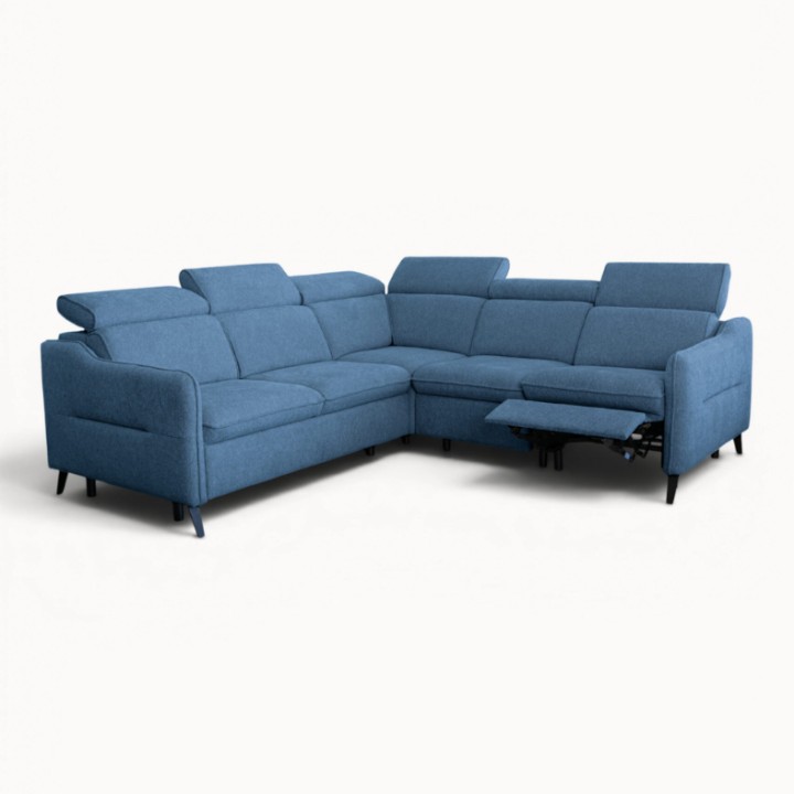 Ali Blue Corner Sofa Bed & Recliner - J&B Furniture
