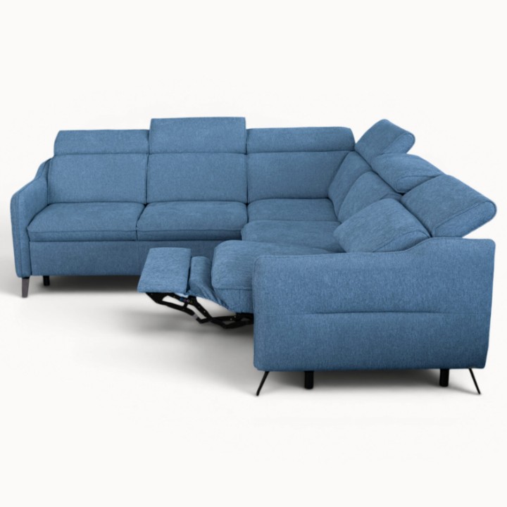 Ali Blue Corner Sofa Bed & Recliner - J&B Furniture