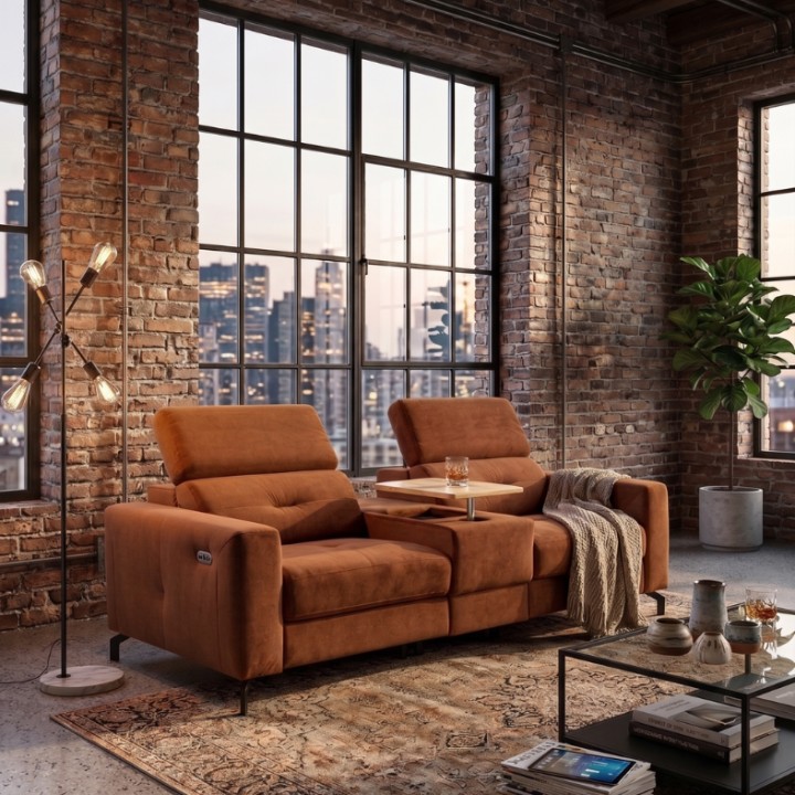 Alison 2-Seater Recliner Sofa with Laptop Table
