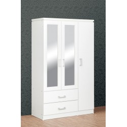 Charles 3 Door 2 Drawer Mirrored Wardrobe White Jb Furniture