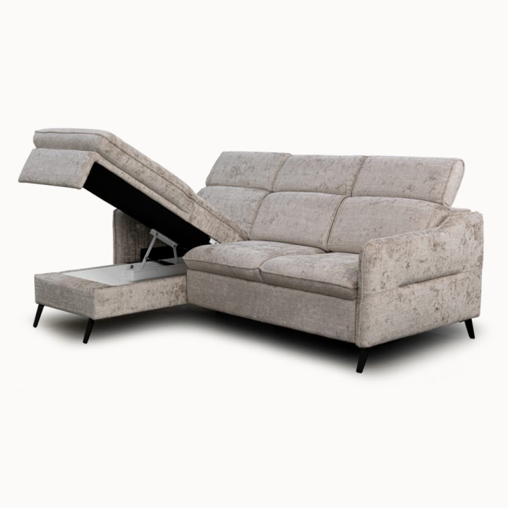 Ali L Shaped Corner Sofa Bed in Grey- J&B Furniture