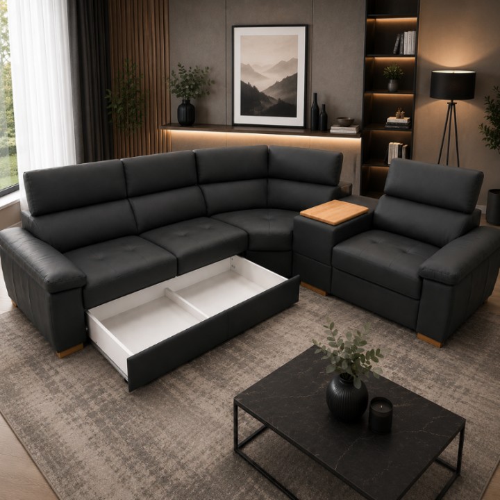 Genesis Italian Leather Corner Sofa | Ireland
