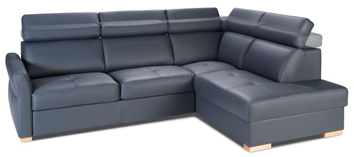 Baggio Corner Sofa Bed Navy Italian Leather | J&B Furniture