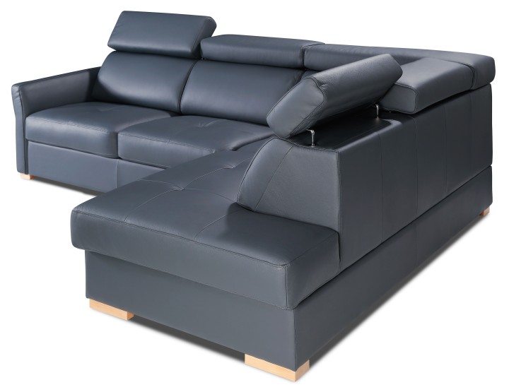 Baggio Corner Sofa Bed Navy Italian Leather | J&B Furniture