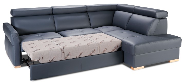 Baggio Corner Sofa Bed Navy Italian Leather | J&B Furniture
