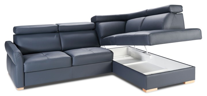 Baggio Corner Sofa Bed Navy Italian Leather | J&B Furniture