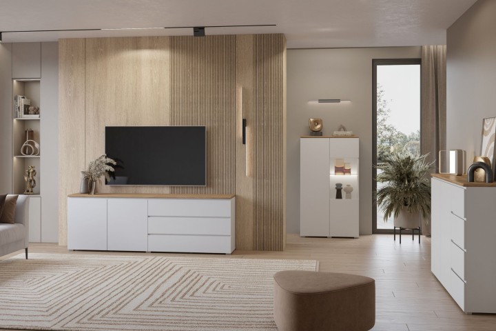 Modo Living Room Furniture White and Oak - J&B Furniture