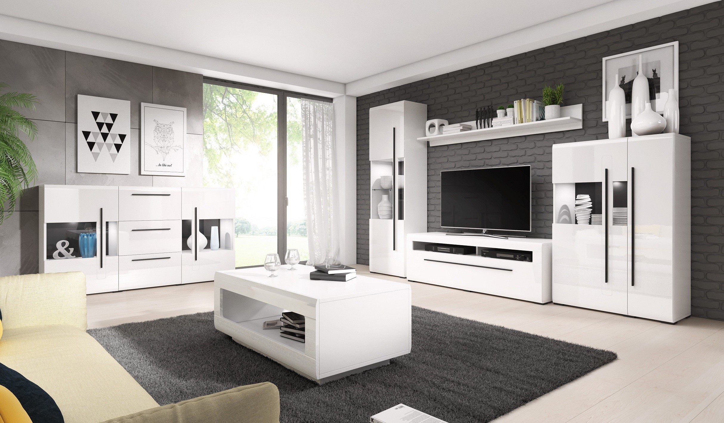Tulla White Gloss System - J&B Furniture