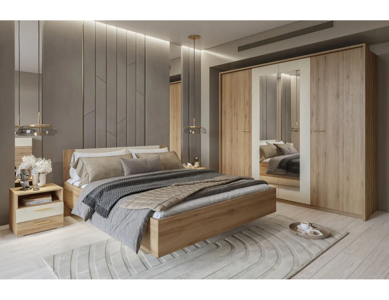 Vertina Bedroom Furniture Wild Oak Beige - J&B Furniture