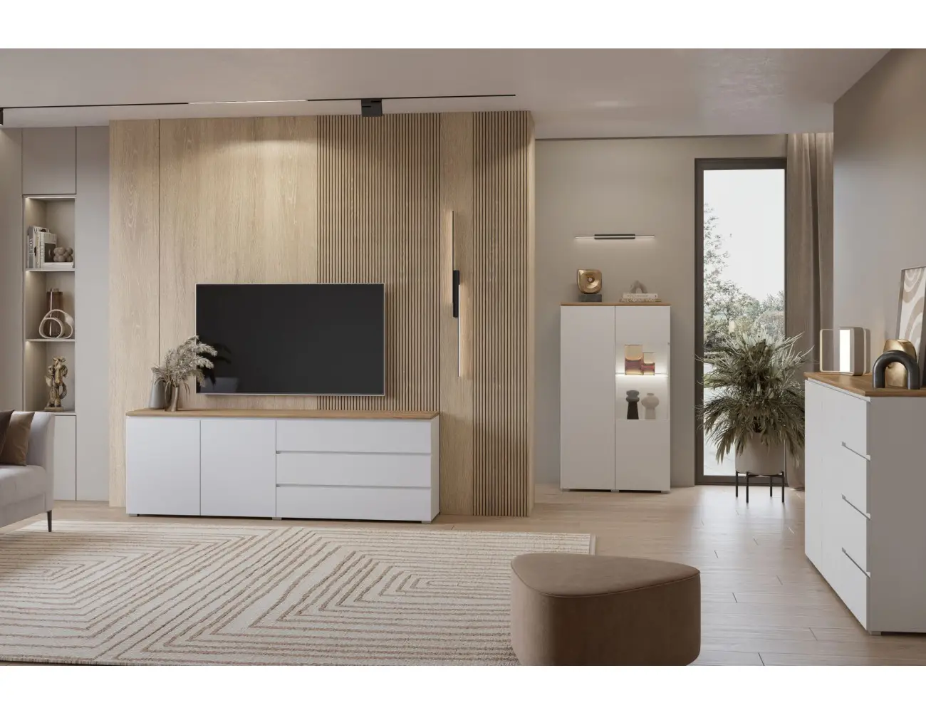 Modo Living Room Furniture White and Oak - J&B Furniture