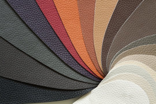 Genuine Italian leather colour samples in a range of tones